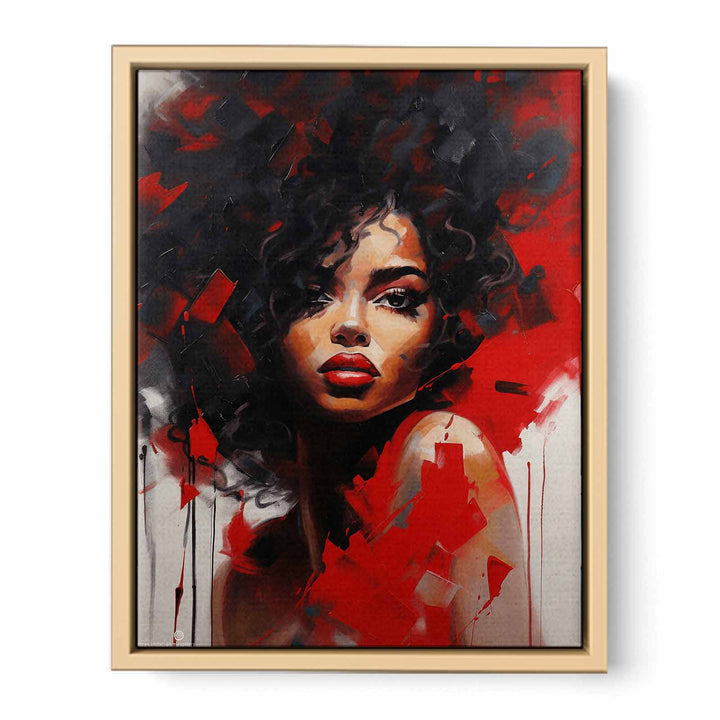 Black Red Girl Modern Art Painting  Framed Print