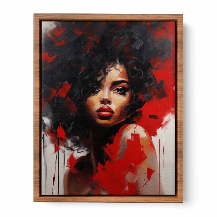 Black Red Girl Modern Art Painting  