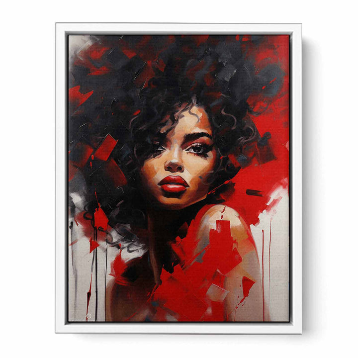 Black Red Girl Modern Art Painting  Canvas Print