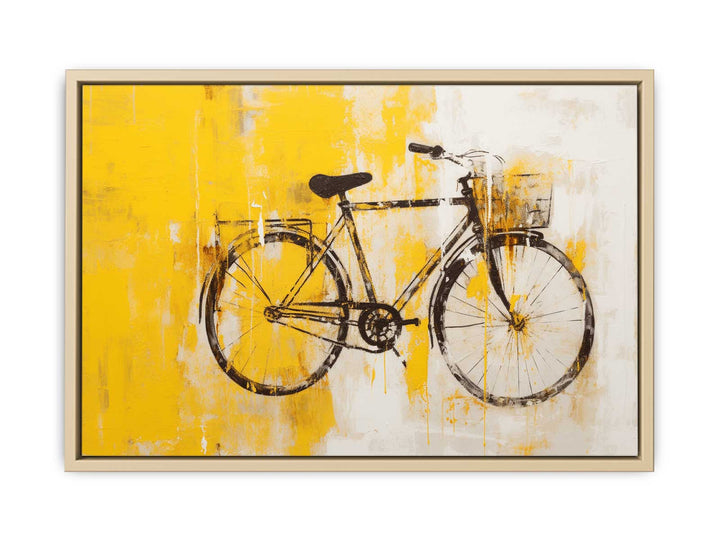 Yellow Cycle Modern Art Painting Framed Print