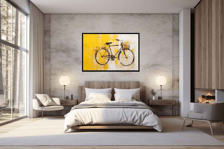 Yellow Cycle Modern Art Painting 