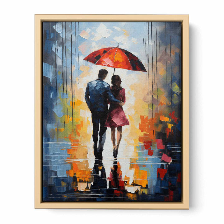 Couple Umbrella Modern Art Painting  Poster