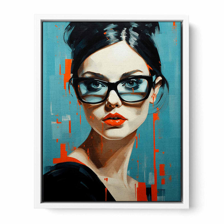 Modern Girl Glasses Art Painting Canvas Print