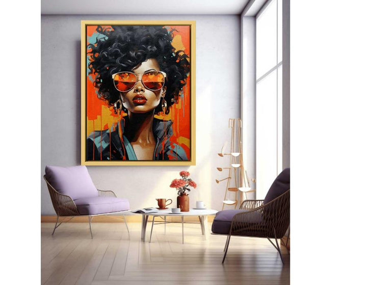 Modern Red Girl Art Painting 