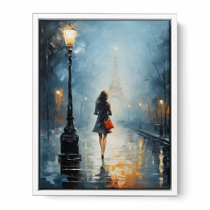 Girl Street Light Modern Painting  Canvas Print