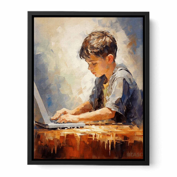 Boy Typing Modern Art  Painting  