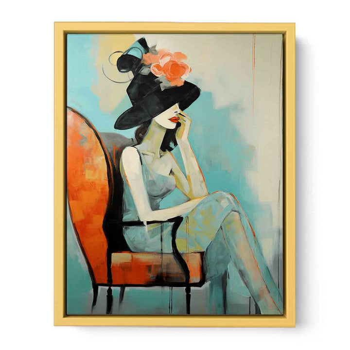 Girl Hat Chair Modern Art Painting   Poster
