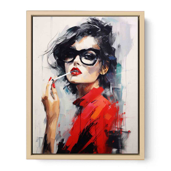 Red Girl Modern Art Painting  Framed Print