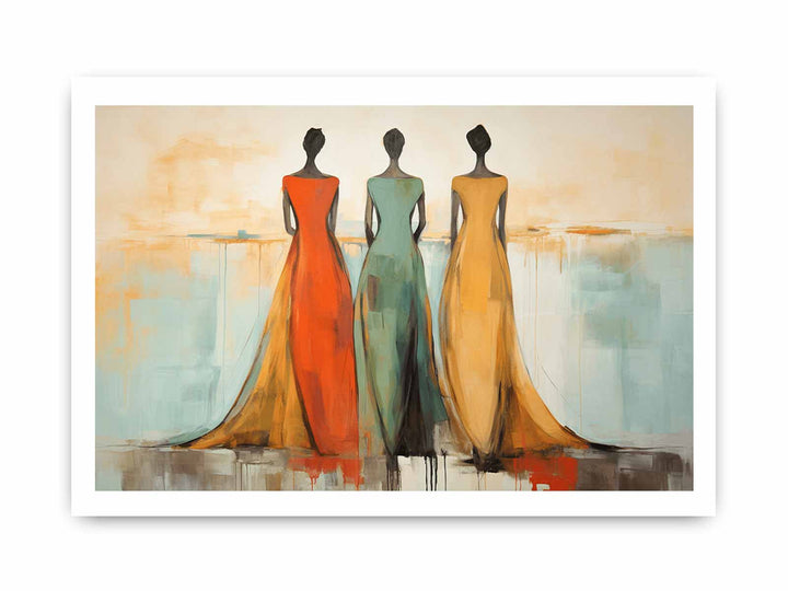 Three Ladies Dress Modern Art Painting