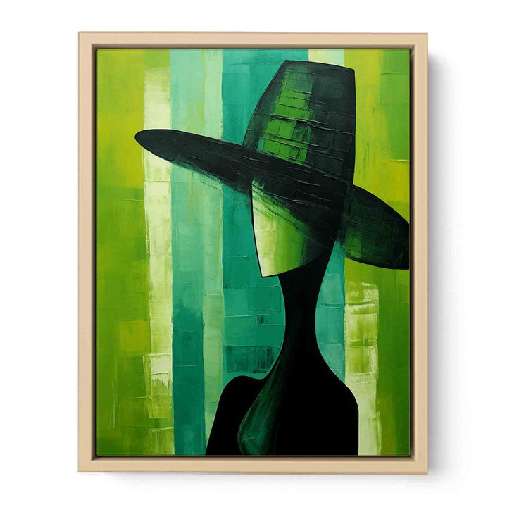 Green Hat Modern Art Painting  Framed Print