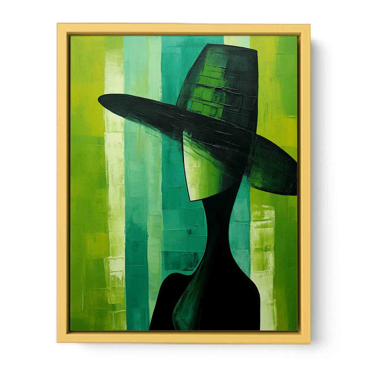 Green Hat Modern Art Painting   Poster
