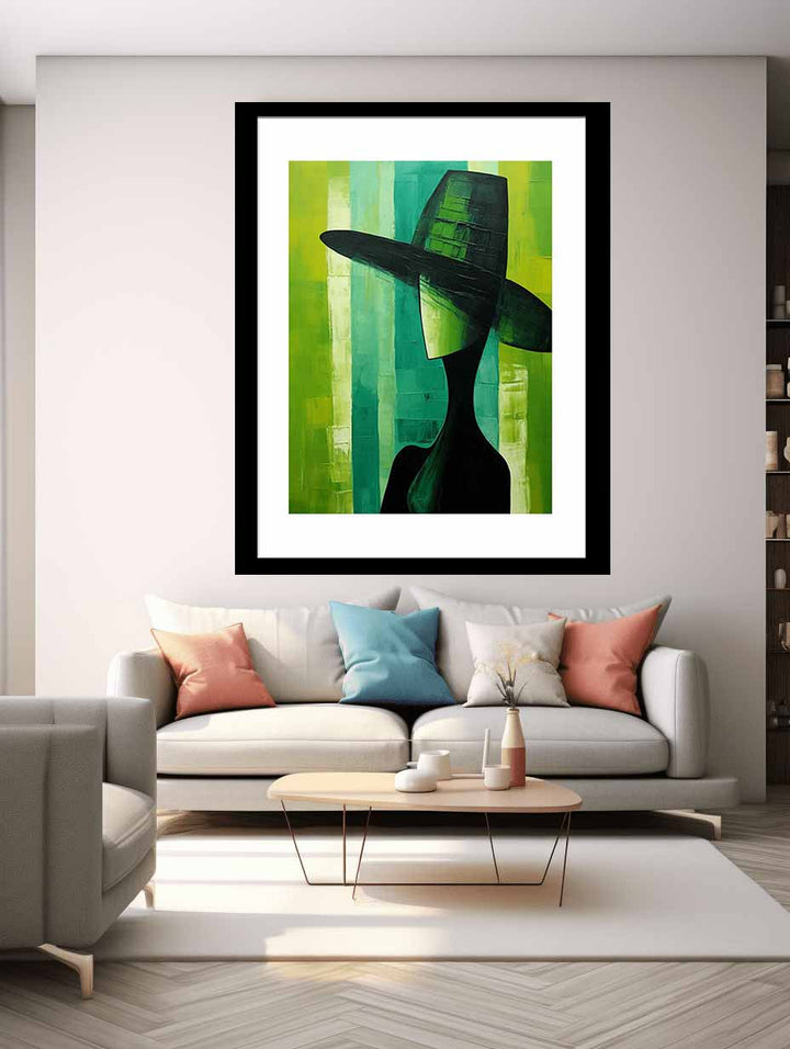 Green Hat Modern Art Painting  