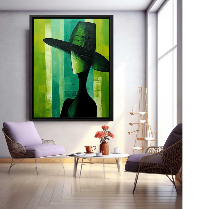 Green Hat Modern Art Painting  