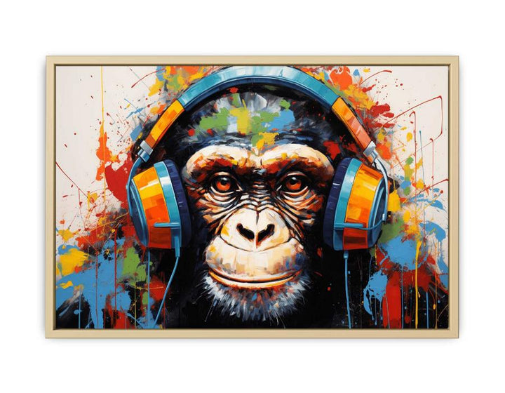 Modern Art Monkey Head Phone Painting  Framed Print
