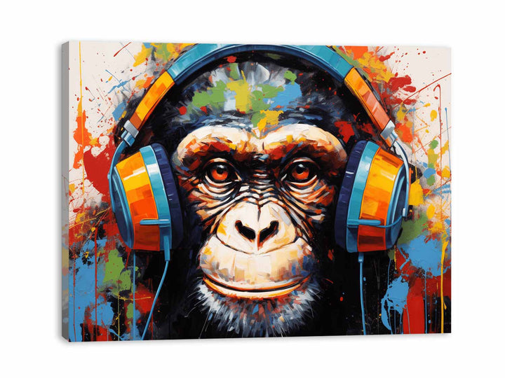 Modern Art Monkey Head Phone Painting  