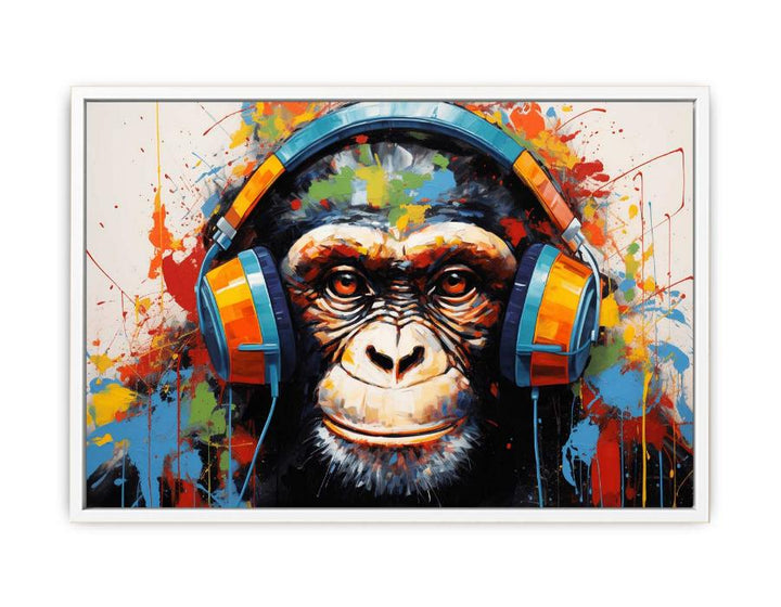 Modern Art Monkey Head Phone Painting  Canvas Print