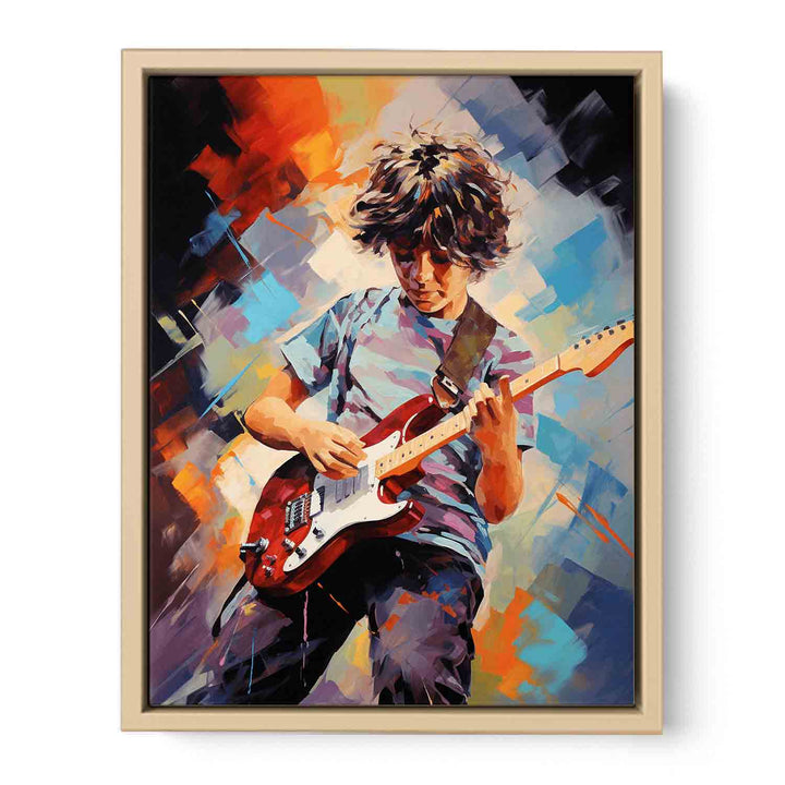 Boy Guitar Modern Art Painting  Framed Print