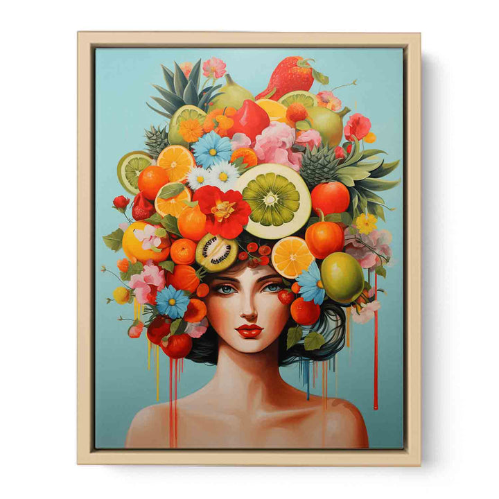 Girl Furniture Fruit Flower Modern Art  Painting  Framed Print