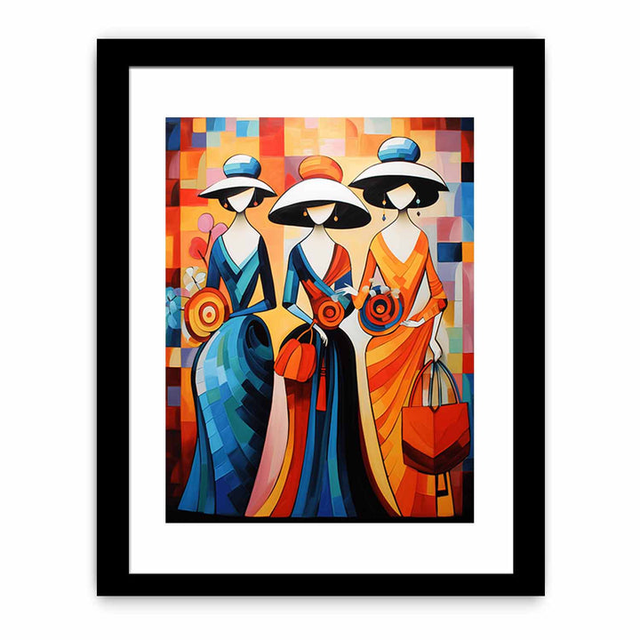 Three Lady With Purse Modern Art  Painting