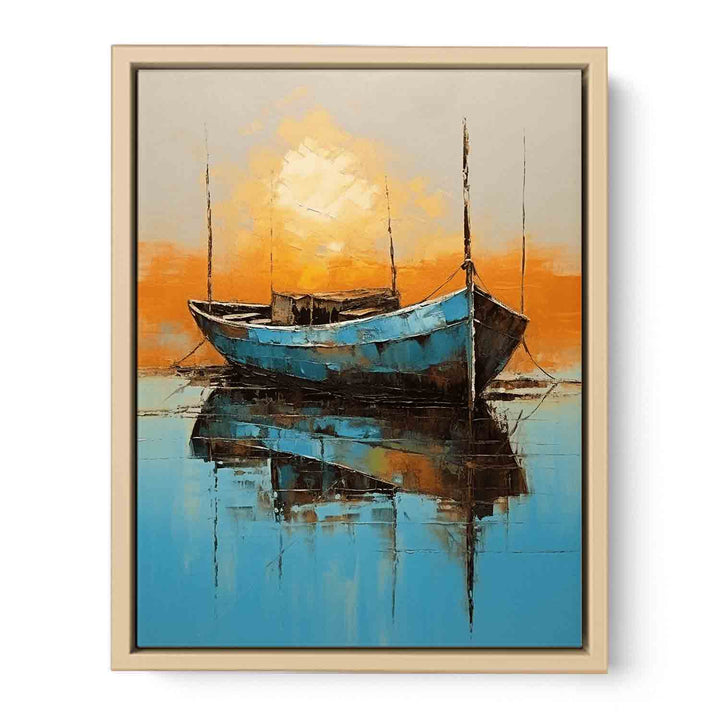 Modern Art  Boat Water Painting  Framed Print