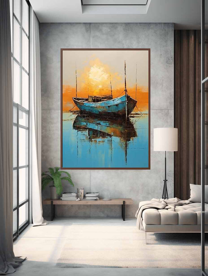 Modern Art  Boat Water Painting  