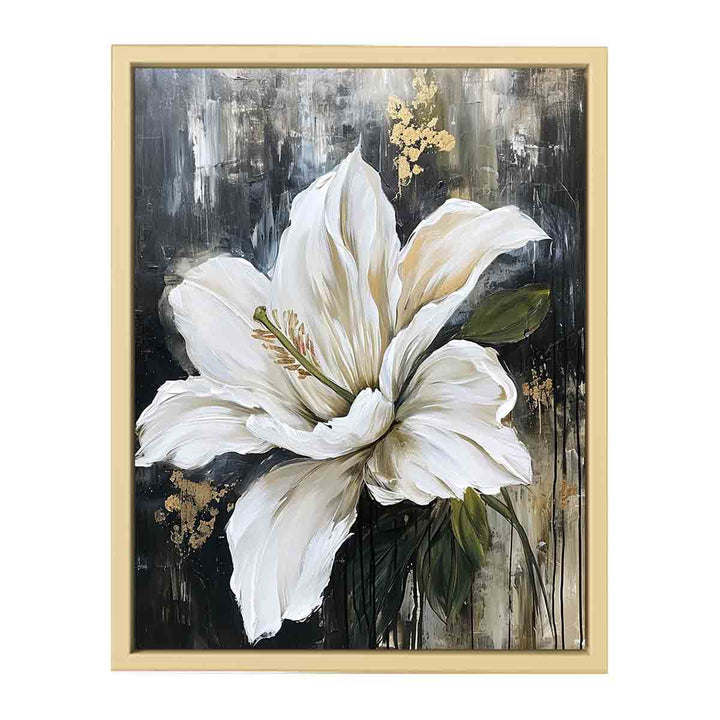 White Flower Modern Art  Painting  Framed Print