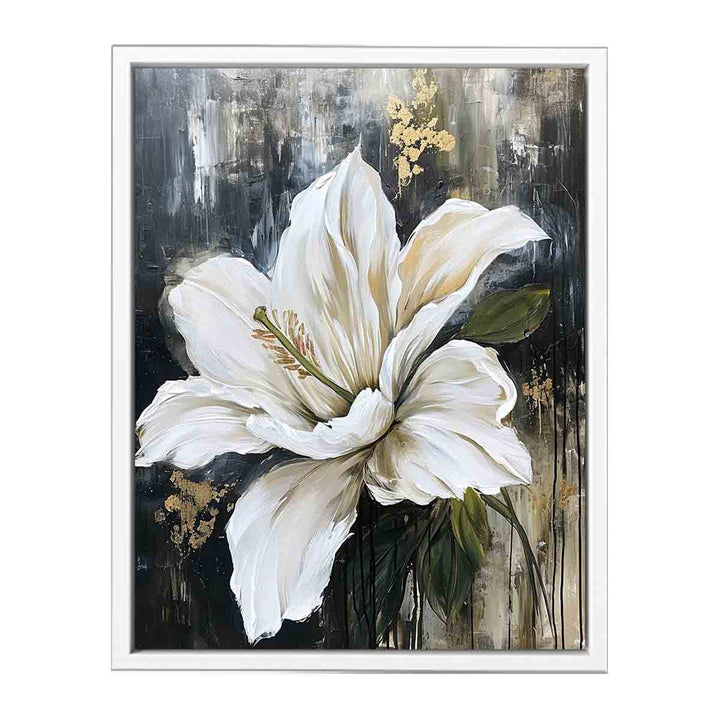 White Flower Modern Art  Painting  Canvas Print