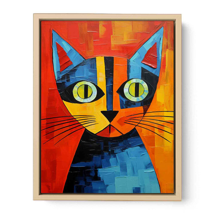 Modern Art Painting Red Cat  Framed Print