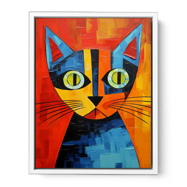 Modern Art Painting Red Cat  Canvas Print