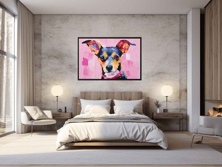Modern Art Painting Pink Dog  