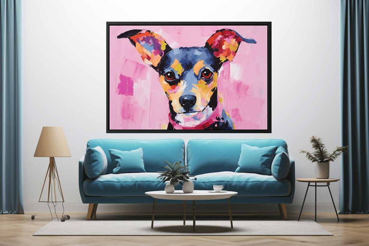 Modern Art Painting Pink Dog  