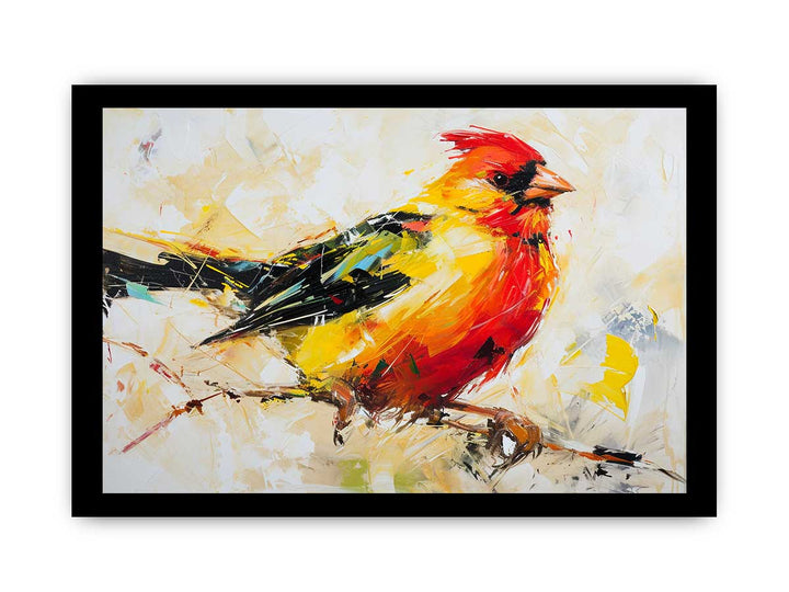 Modern Art Painting Red Yellow Bird