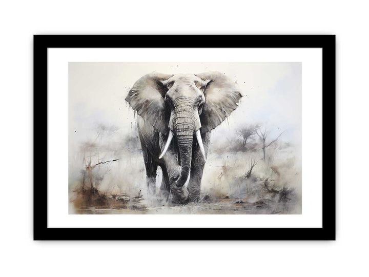 Modern Grey Elephant Art Painting