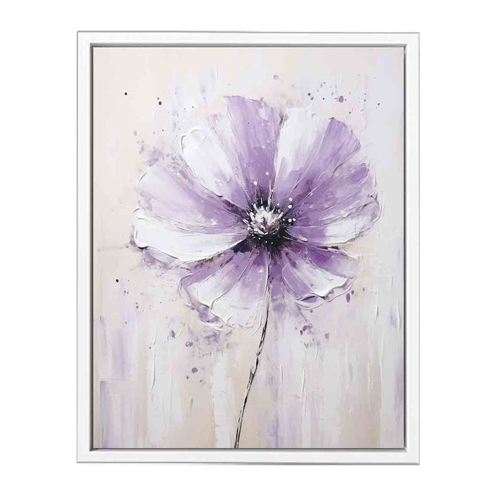 Flower White Purple Art Painting  Canvas Print