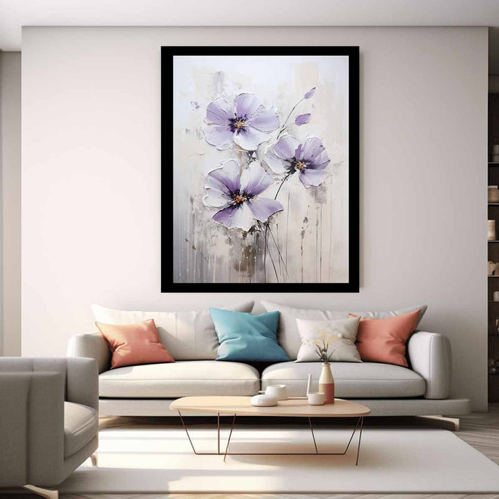 Flower Art Purple Grey Painting