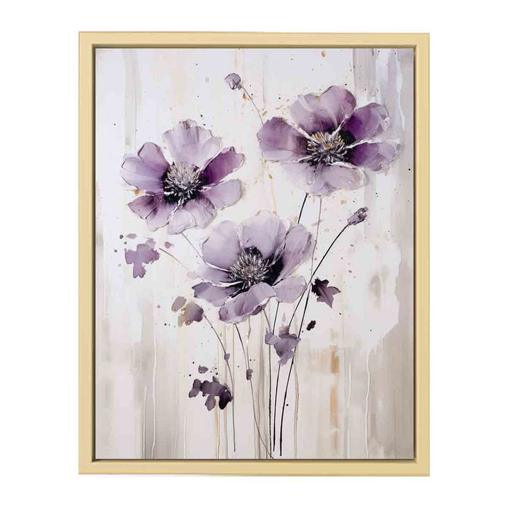 Purple Grey Flower Art Painting  Framed Print