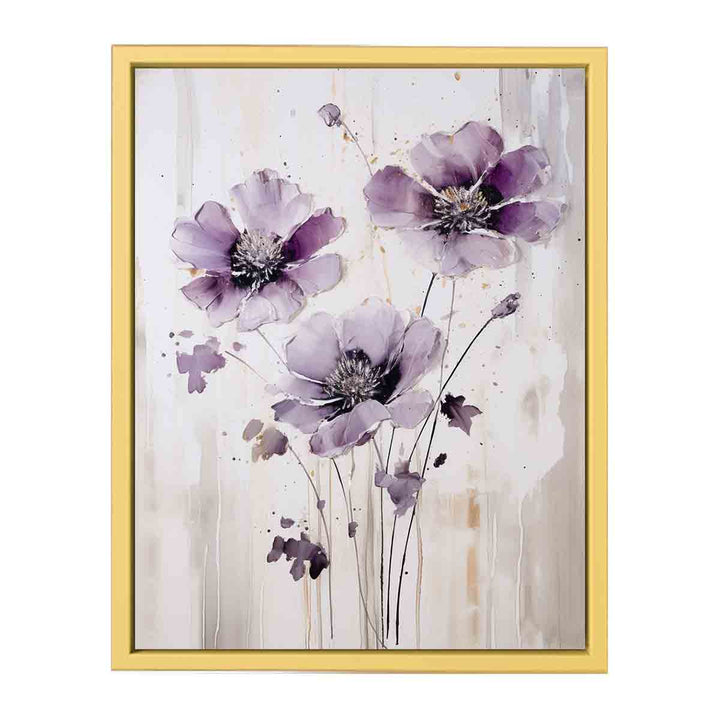 Purple Grey Flower Art Painting   Poster