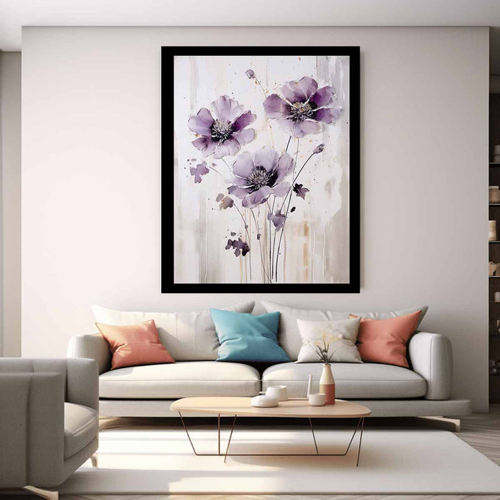 Purple Grey Flower Art Painting  