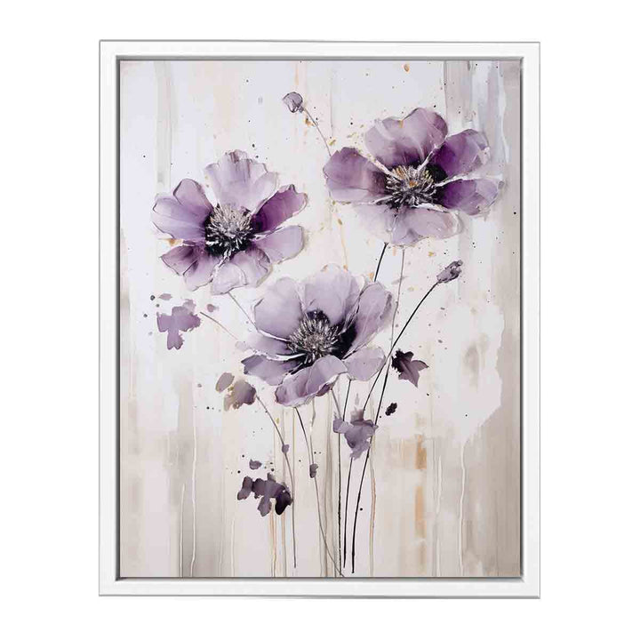 Purple Grey Flower Art Painting  Canvas Print