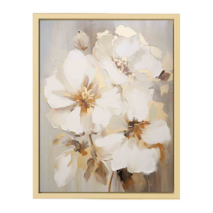 White Brown Flower Art Painting  Framed Print