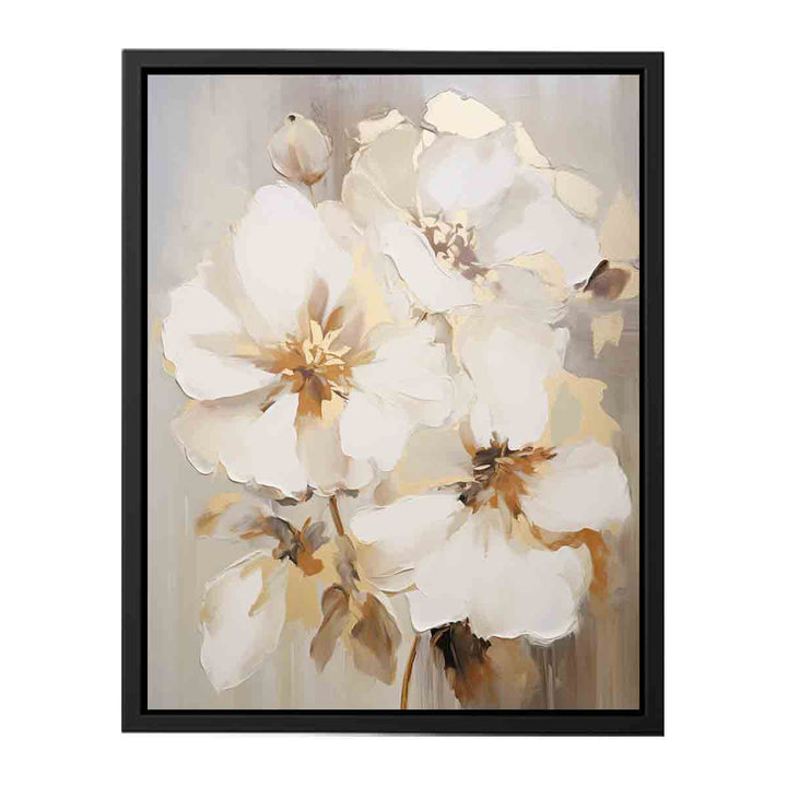 White Brown Flower Art Painting  