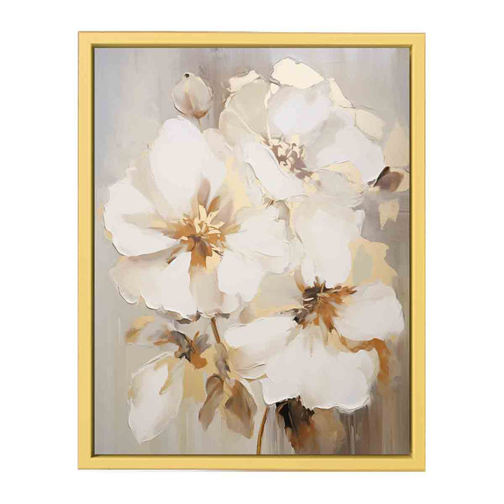 White Brown Flower Art Painting   Poster