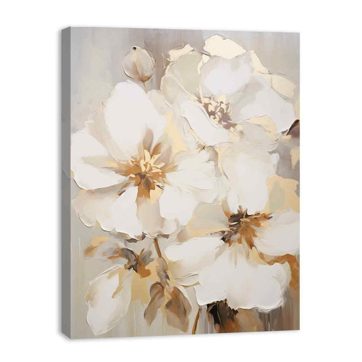 White Brown Flower Art Painting  