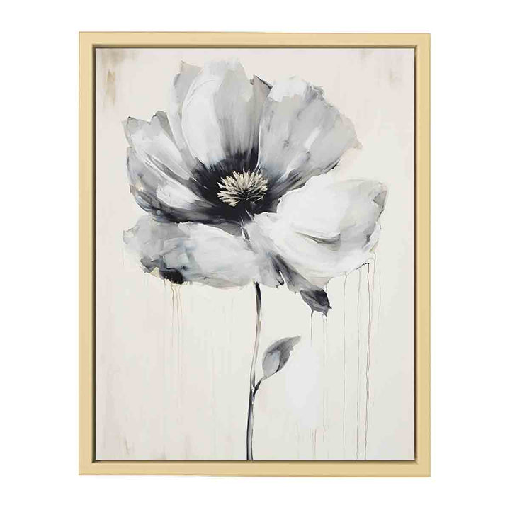 White Black Flower Art Painting  Framed Print