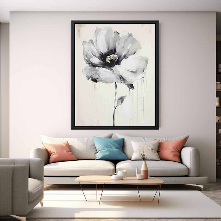White Black Flower Art Painting  
