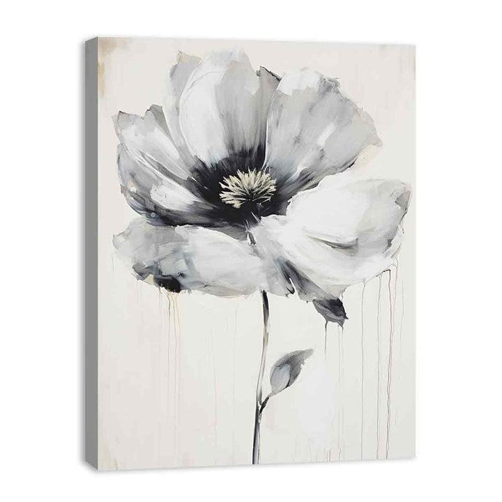 White Black Flower Art Painting  