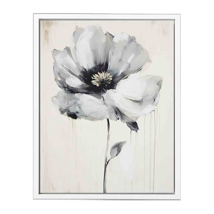 White Black Flower Art Painting  Canvas Print