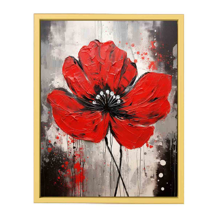 Flower Art Red Grey Painting