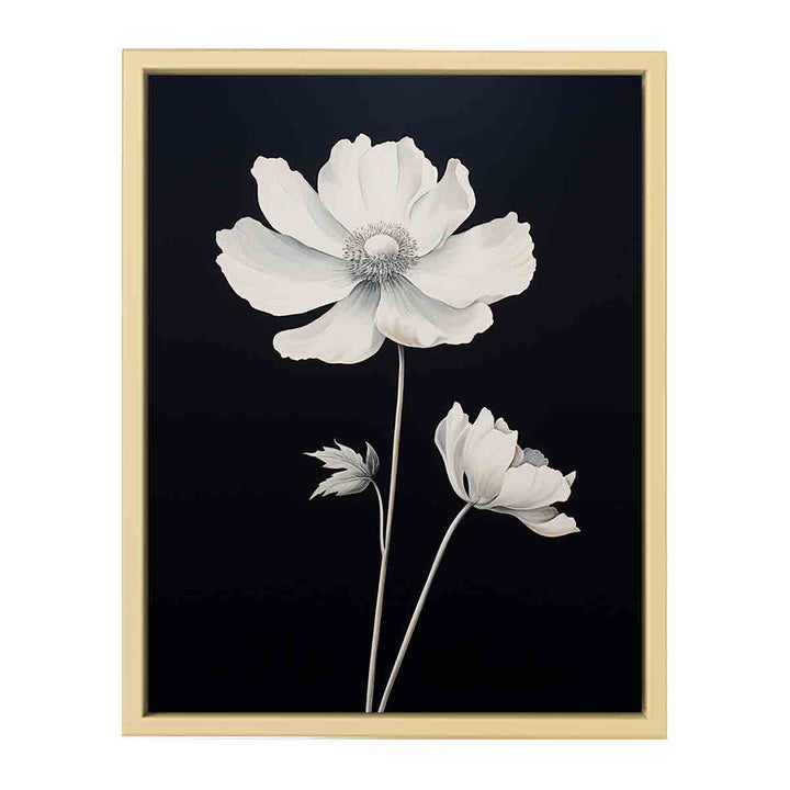 White Black Flower Painting  Framed Print