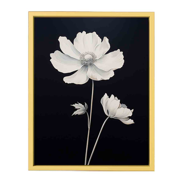 White Black Flower Painting   Poster